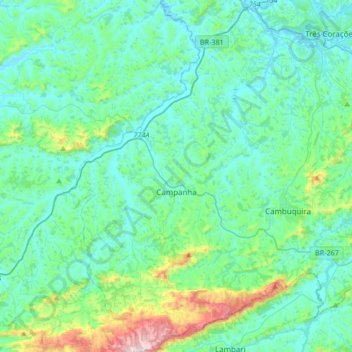 Campanha topographic map, elevation, terrain