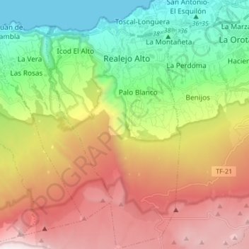 Los Realejos topographic map, elevation, terrain