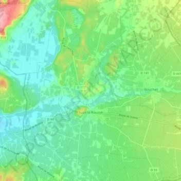 Suze-la-Rousse topographic map, elevation, terrain