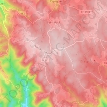 Saint-Paul topographic map, elevation, terrain