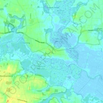 Horning topographic map, elevation, terrain