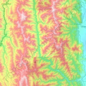 Falam Township topographic map, elevation, terrain