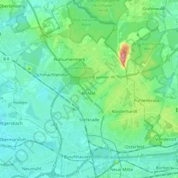 Sterkrade topographic map, elevation, terrain