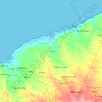 Manaure topographic map, elevation, terrain