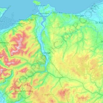 Conwy topographic map, elevation, terrain
