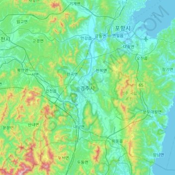 Gyeongju topographic map, elevation, terrain