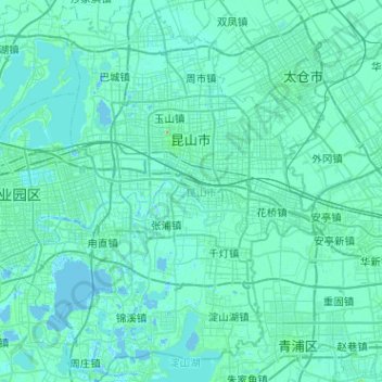 昆山市 (Kunshan) topographic map, elevation, terrain