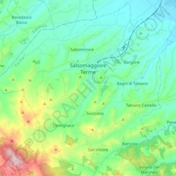 Salsomaggiore Terme topographic map, elevation, terrain