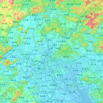 Guangzhou City topographic map, elevation, terrain