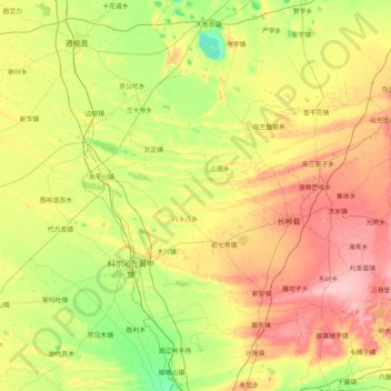 长岭县 topographic map, elevation, terrain