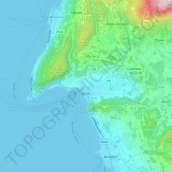 Garda topographic map, elevation, terrain