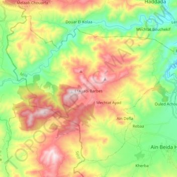 El Ayadi Barbes topographic map, elevation, terrain
