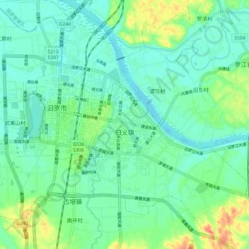 归义镇 topographic map, elevation, terrain