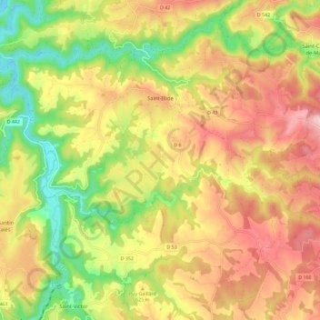 Saint-Illide topographic map, elevation, terrain