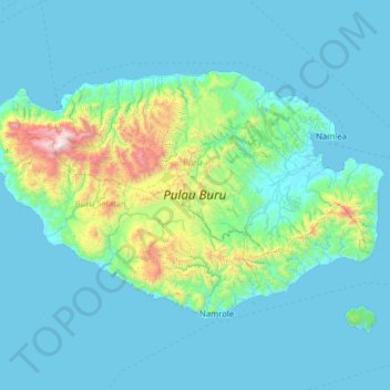 Buru Island topographic map, elevation, terrain