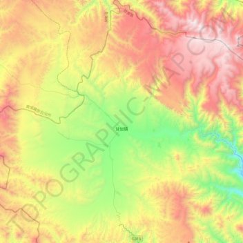 甘加镇 topographic map, elevation, terrain