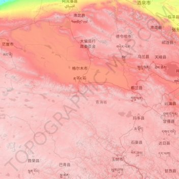 Préfecture autonome mongole et tibétaine de Haixi topographic map, elevation, terrain