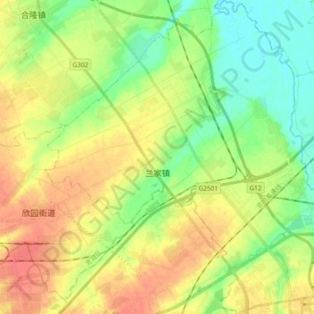 兰家镇 topographic map, elevation, terrain