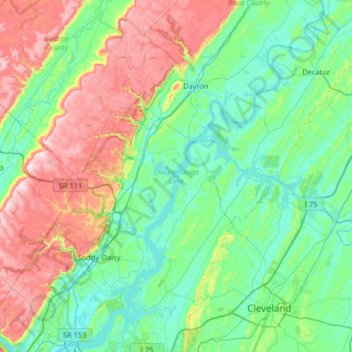 Chickamauga Lake topographic map, elevation, terrain