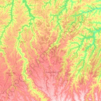 Nova Ubiratã topographic map, elevation, terrain
