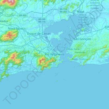 Rio de Janeiro topographic map, elevation, terrain