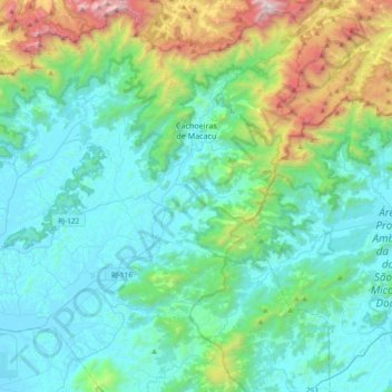 Cachoeiras de Macacu topographic map, elevation, terrain