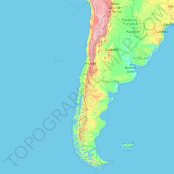 Chile topographic map, elevation, terrain
