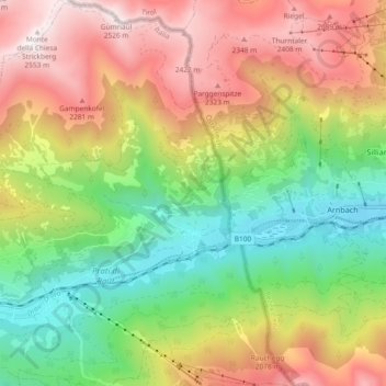 Winnebach topographic map, elevation, terrain