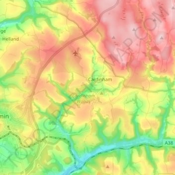 Cardinham topographic map, elevation, terrain