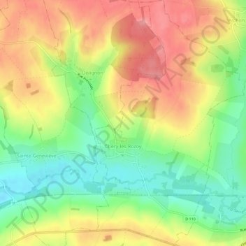 Chéry-lès-Rozoy topographic map, elevation, terrain