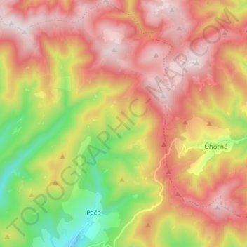 Pača topographic map, elevation, terrain