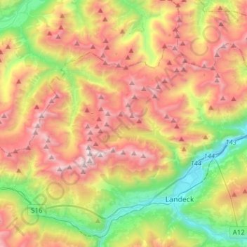 Zams topographic map, elevation, terrain