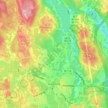 Greenville topographic map, elevation, terrain