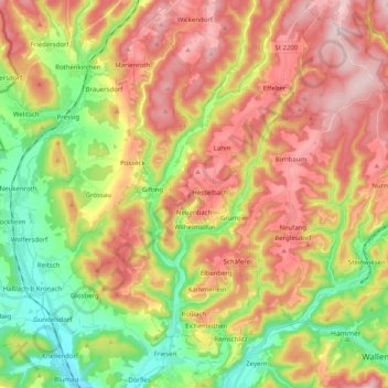 Wilhelmsthal topographic map, elevation, terrain