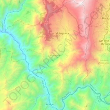 Molagavita topographic map, elevation, terrain