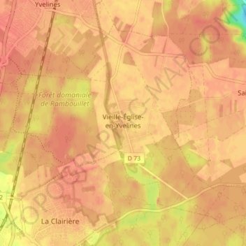 Vieille-Église-en-Yvelines topographic map, elevation, terrain