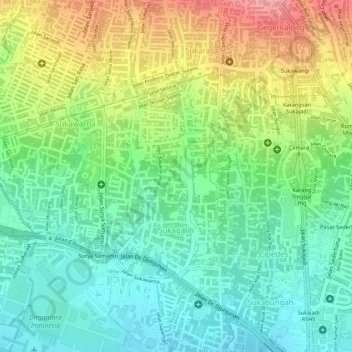Sukagalih topographic map, elevation, terrain