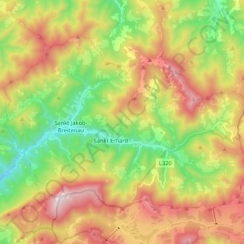 Breitenau am Hochlantsch topographic map, elevation, terrain