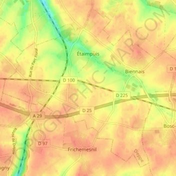 Étaimpuis topographic map, elevation, terrain