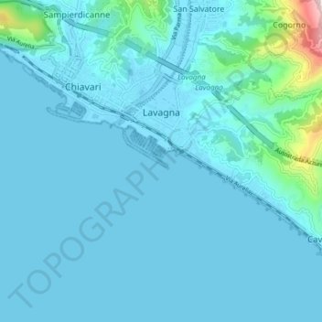 Lavagna topographic map, elevation, terrain