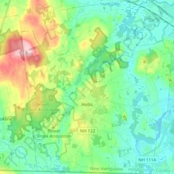 Hollis topographic map, elevation, terrain