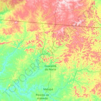Guarantã do Norte topographic map, elevation, terrain