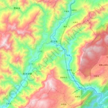 桂溪镇 topographic map, elevation, terrain