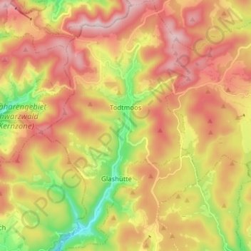 Todtmoos topographic map, elevation, terrain