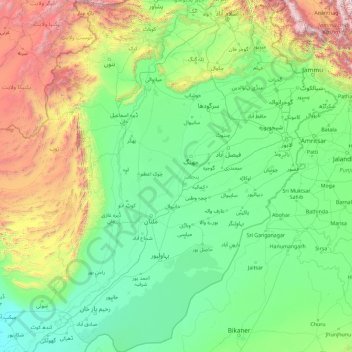 Punjab topographic map, elevation, terrain