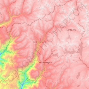 Castrovirreyna topographic map, elevation, terrain