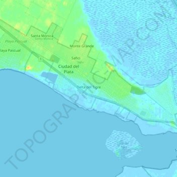 Delta del Tigre topographic map, elevation, terrain