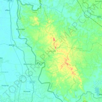 Boxanagar topographic map, elevation, terrain
