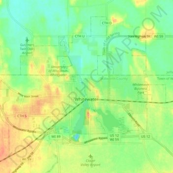 Whitewater topographic map, elevation, terrain