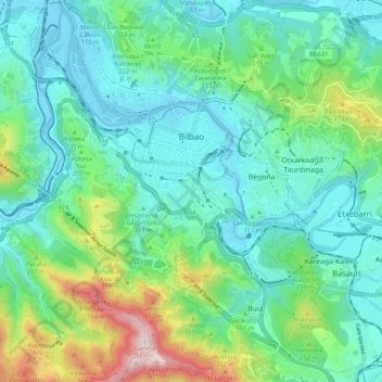 Bilbau topographic map, elevation, terrain